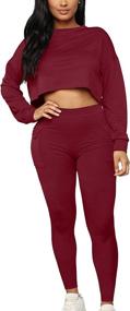 img 1 attached to 👚 Kaximil Women's Long Sleeve Crop Top Legging Pants Jogger Set Tracksuit for Workouts