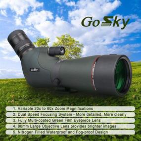 img 3 attached to 🔭 Gosky Dual Focusing Spotting Scope 20-60x80 - Waterproof HD Optics Zoom Scope with Carrying Case and Smartphone Adapter: Ideal for Hunting, Bird Watching, Target Shooting, Astronomy, and Scenery