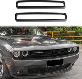 img 4 attached to 🚗 Stylish ABS Matte Black 2pcs Voodonala Front Grille Inserts: Compatible with 2015-2020 Dodge Challenger