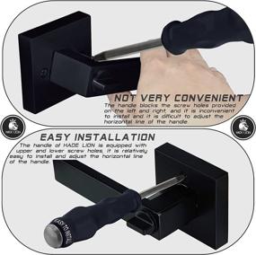 img 2 attached to 🦁 Lion 1Pack Matte Black Entry Square Door Handles with Keys - Effortless Installation, Heavy Duty Entrance Straight Door Lever Locks for Bedrooms