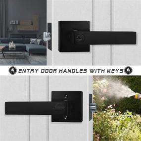 img 3 attached to 🦁 Lion 1Pack Matte Black Entry Square Door Handles with Keys - Effortless Installation, Heavy Duty Entrance Straight Door Lever Locks for Bedrooms