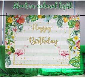 img 2 attached to Vibrant Flamingo Backdrop: Allenjoy 7x5ft Tropical Pineapple Flowers Palm Leaves Glitter 🌴 Photography Background - Perfect for Luau Beach Decor, Birthday Parties & Photo Booth Props!