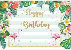 img 4 attached to Vibrant Flamingo Backdrop: Allenjoy 7x5ft Tropical Pineapple Flowers Palm Leaves Glitter 🌴 Photography Background - Perfect for Luau Beach Decor, Birthday Parties & Photo Booth Props!