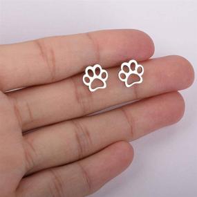 img 1 attached to Charming Stainless Steel Dog Paw Pet Stud Earrings: Perfect for Weddings, Parties, Holidays, and Vacations!