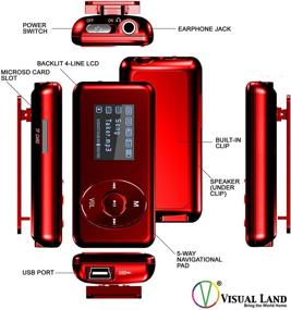 img 1 attached to 🎵 Red Visual Land V-Clip Pro MP3 Player with Speaker - 4GB Capacity