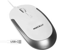 🖱️ macally проводная мышь usb c - мышь с 3 кнопками и колесом прокрутки типа c - удобный амбидекстерный дизайн - оптический сенсор и переключатель dpi 800/1200/1600/2400 логотип