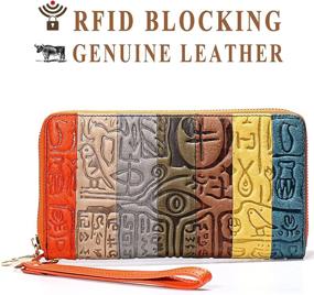 img 1 attached to Stylish RFID Blocking Women's Leather Wallet with Large Capacity - Ideal Clutch for Credit Cards, Coins, and Cell Phone, Perfect for Girls and Ladies