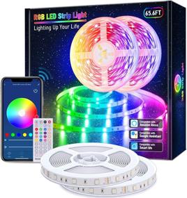 img 4 attached to Lijun 65.6ft WiFi RGB LED Strip Lights - Smart Rope Light Compatible with Alexa, Google Assistant - Remote App Control Lighting Kit - Music Sync Color Changing Lights for Bedroom, Living Room