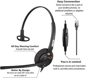 img 3 attached to 📞 Arama RJ9 Office Phone Headset with Noise Canceling Mic - Compatible with Polycom VVX311 VVX410 VVX411 VVX500 Mitel 5520e 5530e 5530, Plantronic, Nortel, Shoretel, Aastra, Avaya, Lucent Landline Phones - Model 800MS2