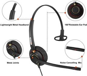 img 2 attached to 📞 Arama RJ9 Office Phone Headset with Noise Canceling Mic - Compatible with Polycom VVX311 VVX410 VVX411 VVX500 Mitel 5520e 5530e 5530, Plantronic, Nortel, Shoretel, Aastra, Avaya, Lucent Landline Phones - Model 800MS2