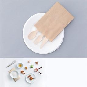 img 1 attached to 🌱 Biodegradable Wooden Forks Spoons Knifes - Eco-Friendly Alternative to Plastic Cutlery, Splinter-Free, 100% Wood Utensils (100 Count) By Hoonyun (Spoons)