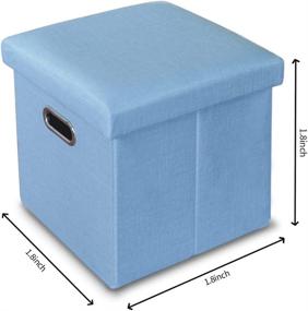 img 3 attached to 🪑 Lihio Folding Storage Ottoman Cube: Space-saving Footrest & Memory Foam Padded Stool with Hollow Design and Foldable Storage Boxes - 11.8x11.8x11.8 Inch, Light Blue