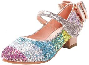 img 4 attached to PrettyQueen Glitter Princess Wedding Bridesmaid Girls' Shoes in Flats