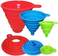 🥄 set of 3 collapsible silicone kitchen funnels for bottles, canning, dried food, jam, powder, liquids, and oil - large wide mouth, medium, and small sizes logo