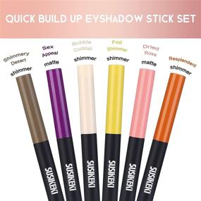 img 2 attached to 👁️ SUSIKEKI 6PCS Eyeshadow Stick Set + 1PC Double-Ended Eyeshadow Brush | Creamy Matte & Shimmer Eye Shadow Pencil Crayon | High-Pigmented & Waterproof Eye Shadow Sticks | Classy & Shiny Eyeshadow Pencil Collection