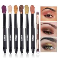 👁️ susikeki 6pcs eyeshadow stick set + 1pc double-ended eyeshadow brush | creamy matte & shimmer eye shadow pencil crayon | high-pigmented & waterproof eye shadow sticks | classy & shiny eyeshadow pencil collection logo