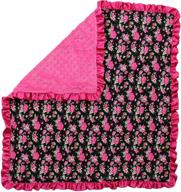 🌸 baby gear baby blankets: vintage floral hot pink on black, hot pink minky – 32x32 inches logo