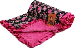 img 3 attached to 🌸 Baby Gear Baby Blankets: Vintage Floral Hot Pink on Black, Hot Pink Minky – 32x32 Inches