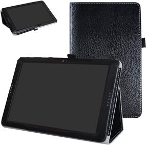 img 4 attached to 📱 Black PU Leather Folio 2-Folding Stand Cover with Stylus Holder for AT&T Primetime and ZTE K92 Tablets