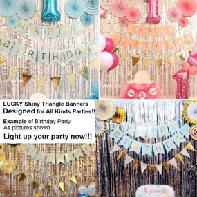 img 2 attached to 🎉 Aonor Sparkly Paper Pennant Banner Triangle Flags Bunting 8.2 Feet & Tissue Paper Tassels Garland 15 pcs, Metallic Gold - Perfect for Baby Shower, Birthday Party Decorations