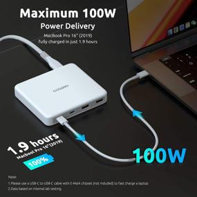 img 2 attached to 💡 Upgraded 100W USB C Charger: 4-Port Desktop Charging Station - 2 USB C Ports(PD) + 2 USB A Ports(QC3.0) for MacBook Pro/Air, Laptop, iPad, Tablet, iPhone 12