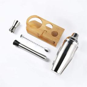 img 2 attached to 🍹 Esmula Bartender Kit with Bamboo Stand: 5 Piece Cocktail Shaker Set for Mixed Drinks, Professional Stainless Steel Bar Tool Set - Includes Cocktail Recipes Booklet (25 oz)