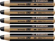 pack of 5 stabilo woody 3 in 1 multi talent pencil crayons in black logo