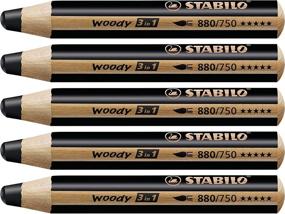 img 4 attached to Pack of 5 STABILO Woody 3 in 1 Multi Talent Pencil Crayons in Black