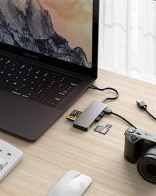 img 1 attached to 🔌 Beauif USB Type C Hub (Thunderbolt 3) with CF Card Reader (TF/SD) - Multi-Port Adapter for MacBook, Chromebook, iPad Pro, Samsung - 3 USB 3.0 Ports, LED Indicator