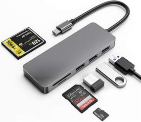 img 4 attached to 🔌 Beauif USB Type C Hub (Thunderbolt 3) with CF Card Reader (TF/SD) - Multi-Port Adapter for MacBook, Chromebook, iPad Pro, Samsung - 3 USB 3.0 Ports, LED Indicator