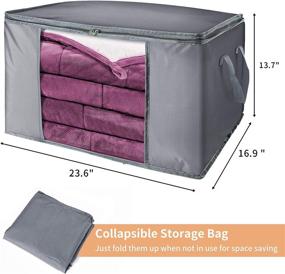 img 3 attached to 👕 Vorshape Foldable Strong Cloth Thick Oxford Storage Bag: Premier Quality Clothes Organizer with Sturdy Zipper, Clear Window – Ideal for Bedroom, Closet, Dorm, Under Bed Storage