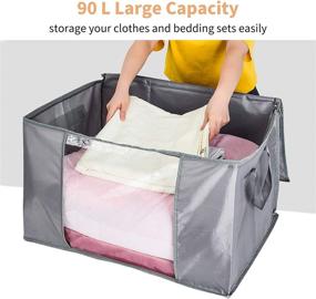 img 2 attached to 👕 Vorshape Foldable Strong Cloth Thick Oxford Storage Bag: Premier Quality Clothes Organizer with Sturdy Zipper, Clear Window – Ideal for Bedroom, Closet, Dorm, Under Bed Storage