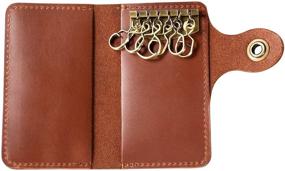 img 4 attached to 🔑 Bifold Brown Leather Keychains Holder - Stylish Ancicraft Key Organizer