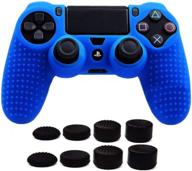 🎮 taifond anti-slip silicone controller cover: protective skins for ps4/slim/pro with 8 thumb grip caps (blue) логотип