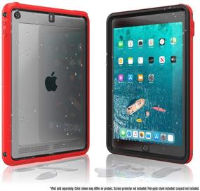 img 3 attached to 🔥 Flame Red Waterproof Case for iPad 10.2 9th 8th 7th Edition - Full Body Protection, 6.6 ft Water Resistance, Heavy Duty Drop Proof (4ft), Kickstand, Built-in Screen Protector