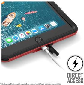 img 1 attached to 🔥 Flame Red Waterproof Case for iPad 10.2 9th 8th 7th Edition - Full Body Protection, 6.6 ft Water Resistance, Heavy Duty Drop Proof (4ft), Kickstand, Built-in Screen Protector