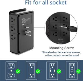 img 1 attached to ⚡ Maximize Power Efficiency with Multi Plug 12 Outlet Extender | Surge Protector Nikleb 16 in 1 Charging Station for Multiple Devices | Wall Mountable with Phone Holder | 4.8A Total Wall Charger | Outlet Splitter Heavy Duty for Home and Garage