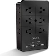 ⚡ maximize power efficiency with multi plug 12 outlet extender | surge protector nikleb 16 in 1 charging station for multiple devices | wall mountable with phone holder | 4.8a total wall charger | outlet splitter heavy duty for home and garage logo