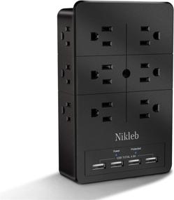 img 4 attached to ⚡ Maximize Power Efficiency with Multi Plug 12 Outlet Extender | Surge Protector Nikleb 16 in 1 Charging Station for Multiple Devices | Wall Mountable with Phone Holder | 4.8A Total Wall Charger | Outlet Splitter Heavy Duty for Home and Garage