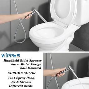 img 3 attached to 🚽 WiPPhs Chrome Handheld Toilet Bidet Sprayer - Warm Water, Stainless Steel, Polished Silver, with Brass Hot & Cold Mixing Valve (WI9138CP)