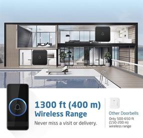 img 2 attached to 🔔 AVANTEK D-3B Wireless Doorbell Kit: Waterproof, 1300ft Range, 2 Plug-In Receivers, 52 Melodies, CD Quality Sound, LED Flash