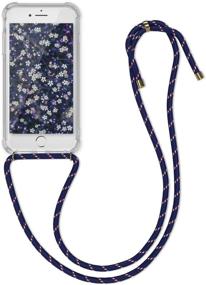 img 4 attached to Kwmobile Crossbody Case Compatible With Apple IPhone 7/8 / SE (2020) - Case Clear TPU Phone Cover W/Lanyard Cord Strap - Transparent/Dark Blue/Red