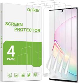 img 4 attached to 📱 apiker 4 Pack Screen Protector for Samsung Galaxy Note 10 Plus - Soft TPU Film with Fingerprint Sensor Support