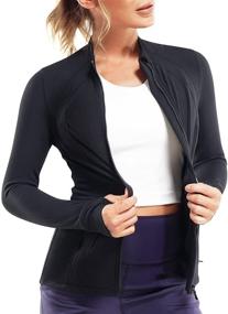 img 3 attached to TrainingGirl Women's Full Zip Sports Jacket - Slim Fit Long Sleeve Yoga Track Jacket with Thumb Holes for Workout and Running