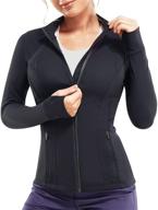 traininggirl women's full zip sports jacket - slim fit long sleeve yoga track jacket with thumb holes for workout and running логотип