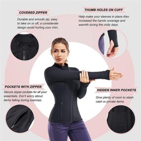 img 1 attached to TrainingGirl Women's Full Zip Sports Jacket - Slim Fit Long Sleeve Yoga Track Jacket with Thumb Holes for Workout and Running