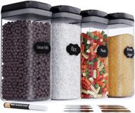 🍱 airtight extra large food storage container set - 4 same size containers for kitchen & pantry organization - ideal for cereal, spaghetti, noodles, pasta & flour - plastic canisters with lids логотип