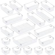 🗄️ 18-pcs puroma desk drawer organizer trays: large capacity plastic bins for makeup, kitchen utensils, jewelries, gadgets - 4 different sizes, perfect kitchen drawer organizers and bathroom drawer dividers логотип