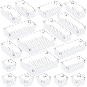 img 4 attached to 🗄️ 18-pcs Puroma Desk Drawer Organizer Trays: Large Capacity Plastic Bins for Makeup, Kitchen Utensils, Jewelries, Gadgets - 4 Different Sizes, Perfect Kitchen Drawer Organizers and Bathroom Drawer Dividers