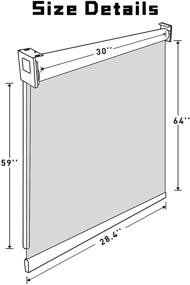 img 3 attached to 🌑 SHUNJIN Серый 30''W X 64''L Затемняющий рулонный жалюзи - Термоизолированный водонепроницаемый оконный бленд с защитой от УФ-лучей и тканью солнцезащитного экрана для спальни или ванной комнаты - Легкая установка